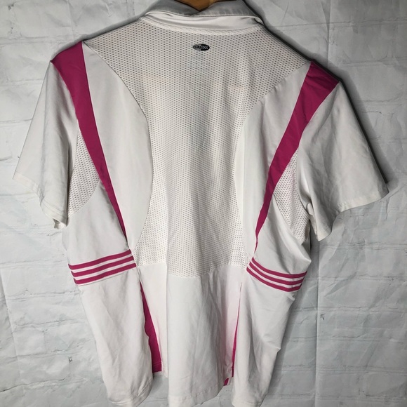ADIDAS CLIMACOOL GOLF POLO  SHIRT XL WHITE PINK - Picture 2 of 6
